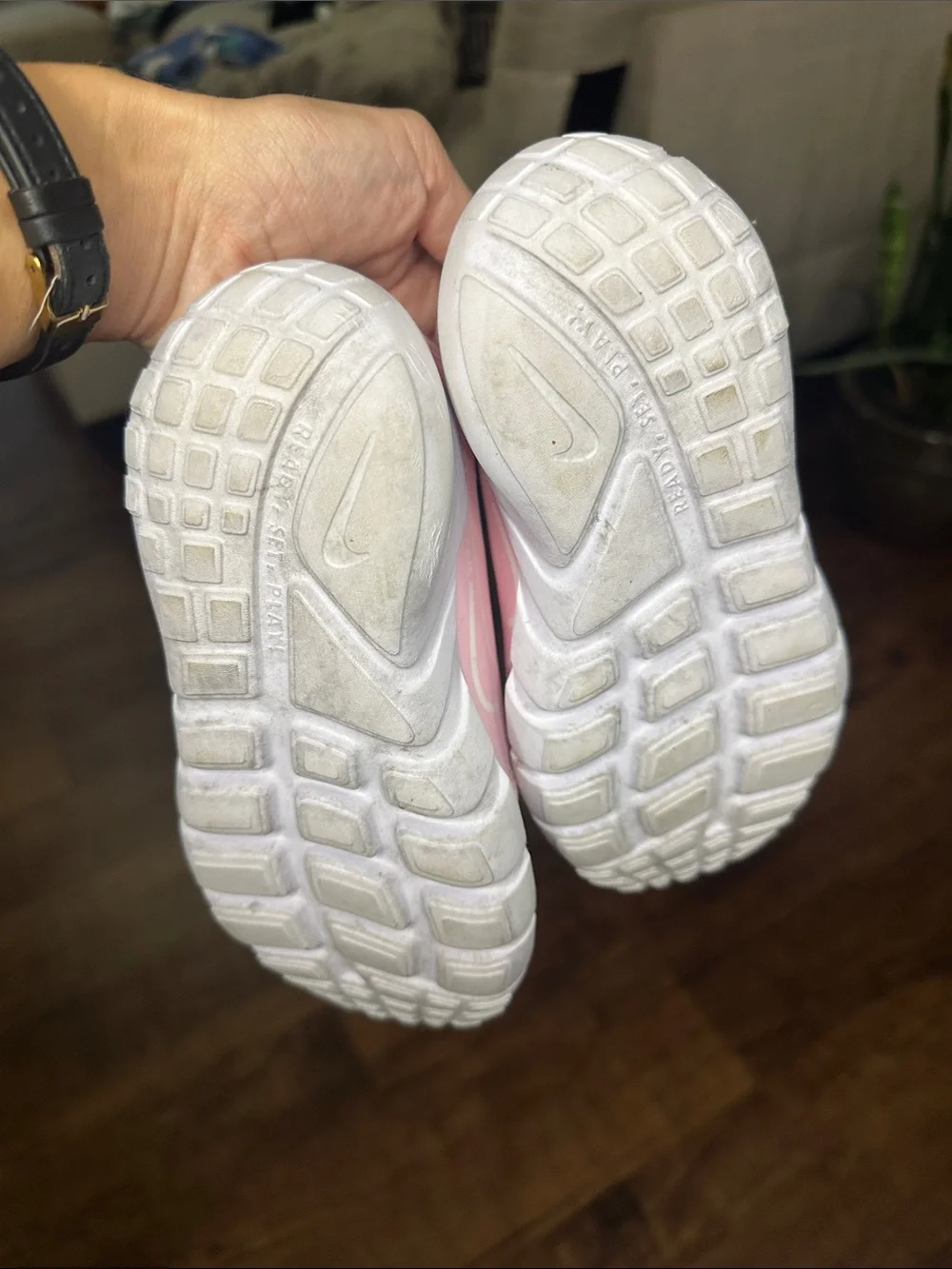 Nike Kids Pink and Gray Slip-On Sneakers